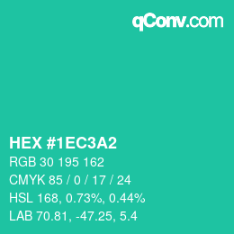 颜色代码: HEX #1EC3A2 | qconv.com