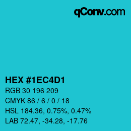 カラーコード: HEX #1EC4D1 | qconv.com