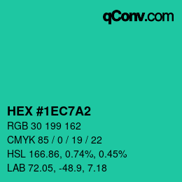 カラーコード: HEX #1EC7A2 | qconv.com