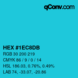 カラーコード: HEX #1EC8DB | qconv.com
