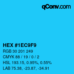 カラーコード: HEX #1EC9F9 | qconv.com