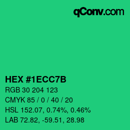 カラーコード: HEX #1ECC7B | qconv.com