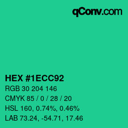 カラーコード: HEX #1ECC92 | qconv.com