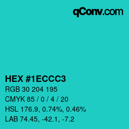 カラーコード: HEX #1ECCC3 | qconv.com