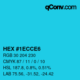 Color code: HEX #1ECCE6 | qconv.com