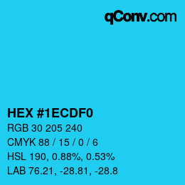 Color code: HEX #1ECDF0 | qconv.com