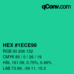 Color code: HEX #1ECE98 | qconv.com