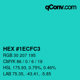 Color code: HEX #1ECFC3 | qconv.com