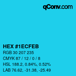 Color code: HEX #1ECFEB | qconv.com