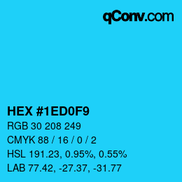 Color code: HEX #1ED0F9 | qconv.com