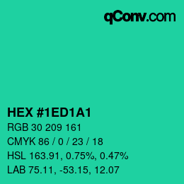 カラーコード: HEX #1ED1A1 | qconv.com