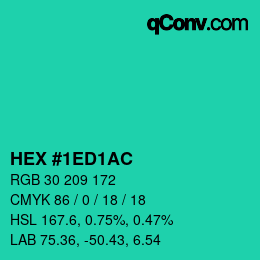Color code: HEX #1ED1AC | qconv.com