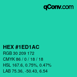 Color code: HEX #1ED1AC | qconv.com