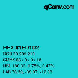 Color code: HEX #1ED1D2 | qconv.com