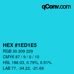 カラーコード: HEX #1ED1E5 | qconv.com