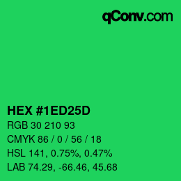 颜色代码: HEX #1ED25D | qconv.com