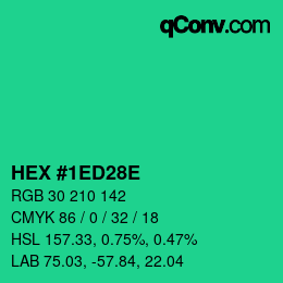 カラーコード: HEX #1ED28E | qconv.com