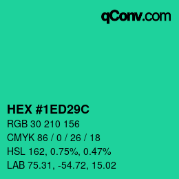 Color code: HEX #1ED29C | qconv.com