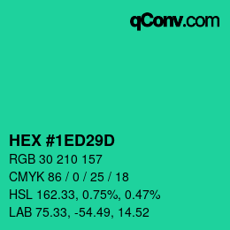 颜色代码: HEX #1ED29D | qconv.com