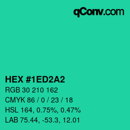 カラーコード: HEX #1ED2A2 | qconv.com
