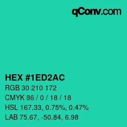 颜色代码: HEX #1ED2AC | qconv.com