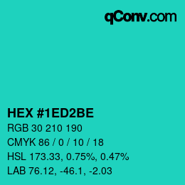 Color code: HEX #1ED2BE | qconv.com