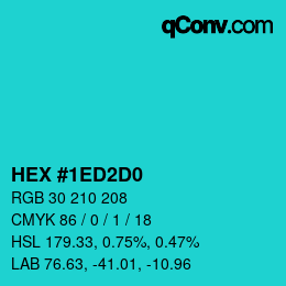 カラーコード: HEX #1ED2D0 | qconv.com