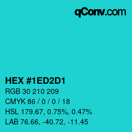 颜色代码: HEX #1ED2D1 | qconv.com