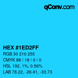 Code couleur: HEX #1ED2FF | qconv.com