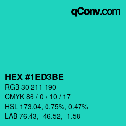 カラーコード: HEX #1ED3BE | qconv.com