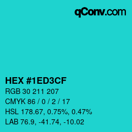 Color code: HEX #1ED3CF | qconv.com
