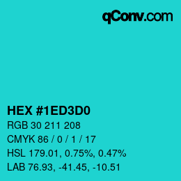 Color code: HEX #1ED3D0 | qconv.com