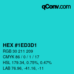 カラーコード: HEX #1ED3D1 | qconv.com