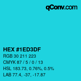 カラーコード: HEX #1ED3DF | qconv.com