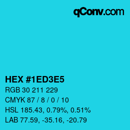 Código de color: HEX #1ED3E5 | qconv.com