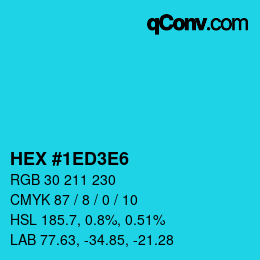 カラーコード: HEX #1ED3E6 | qconv.com