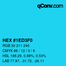 颜色代码: HEX #1ED3F0 | qconv.com