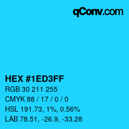 Color code: HEX #1ED3FF | qconv.com