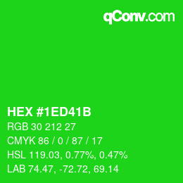 カラーコード: HEX #1ED41B | qconv.com