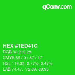 颜色代码: HEX #1ED41C | qconv.com
