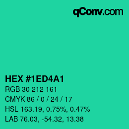 カラーコード: HEX #1ED4A1 | qconv.com