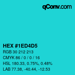 カラーコード: HEX #1ED4D5 | qconv.com