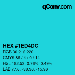 颜色代码: HEX #1ED4DC | qconv.com