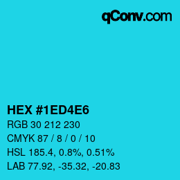カラーコード: HEX #1ED4E6 | qconv.com