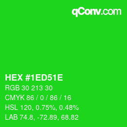 Color code: HEX #1ED51E | qconv.com