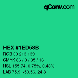 Color code: HEX #1ED58B | qconv.com