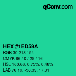 Color code: HEX #1ED59A | qconv.com