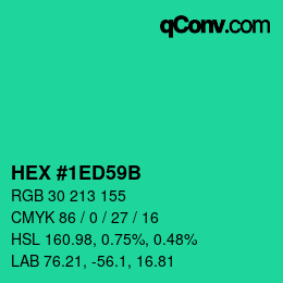 カラーコード: HEX #1ED59B | qconv.com