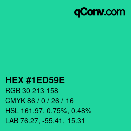 Color code: HEX #1ED59E | qconv.com