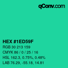Color code: HEX #1ED59F | qconv.com